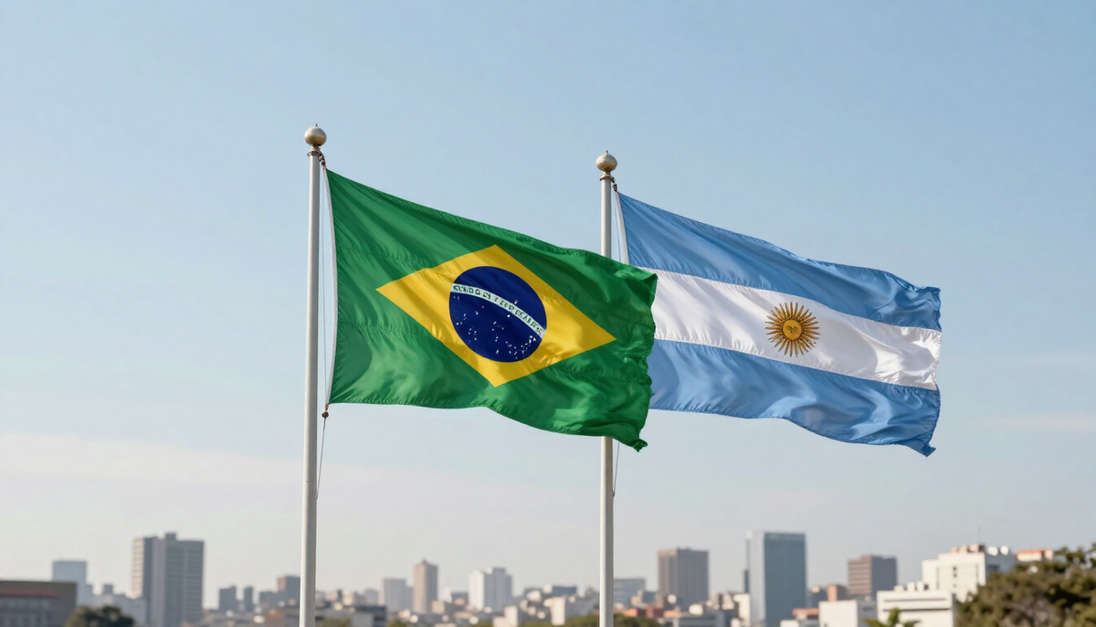Bandeiras do Brasil e da Argentina lado a lado