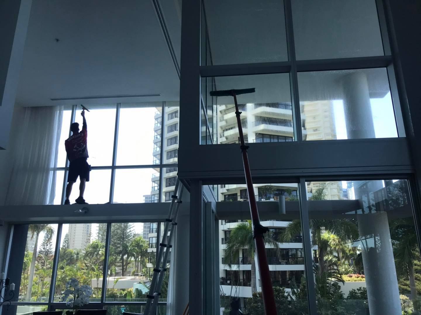 Worker Suspended by Rope — Jackson's Window Cleaning in Nerang, QLD