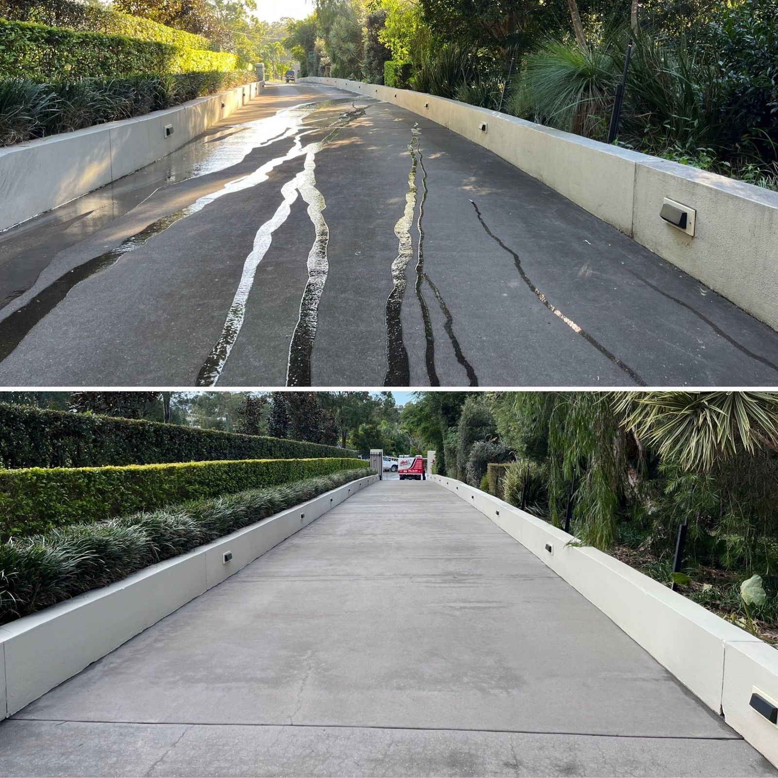 Concrete Retaining Walls and Greenery Border Both — Jackson's Window Cleaning in Nerang, QLD
