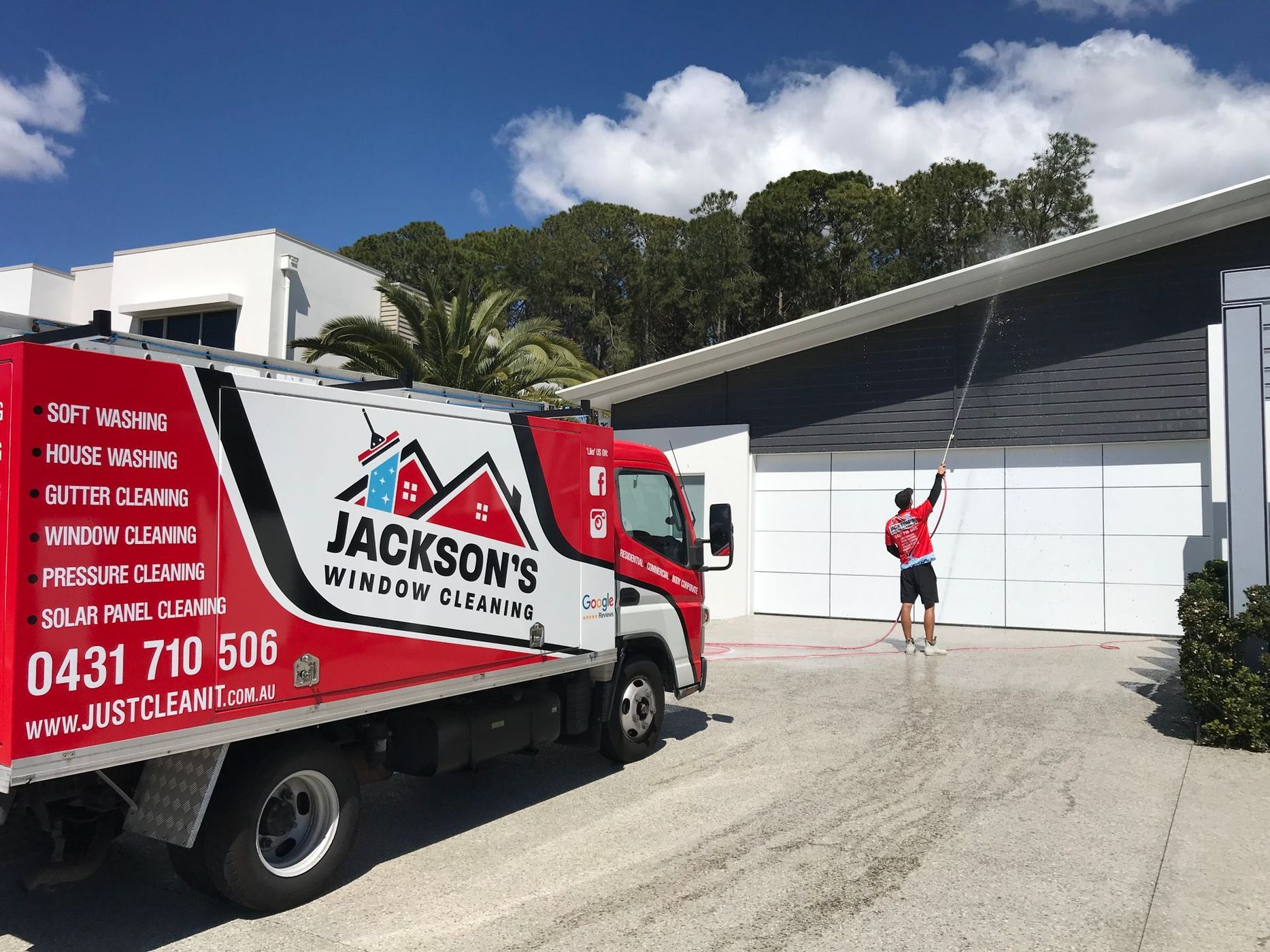 Red truck with 
