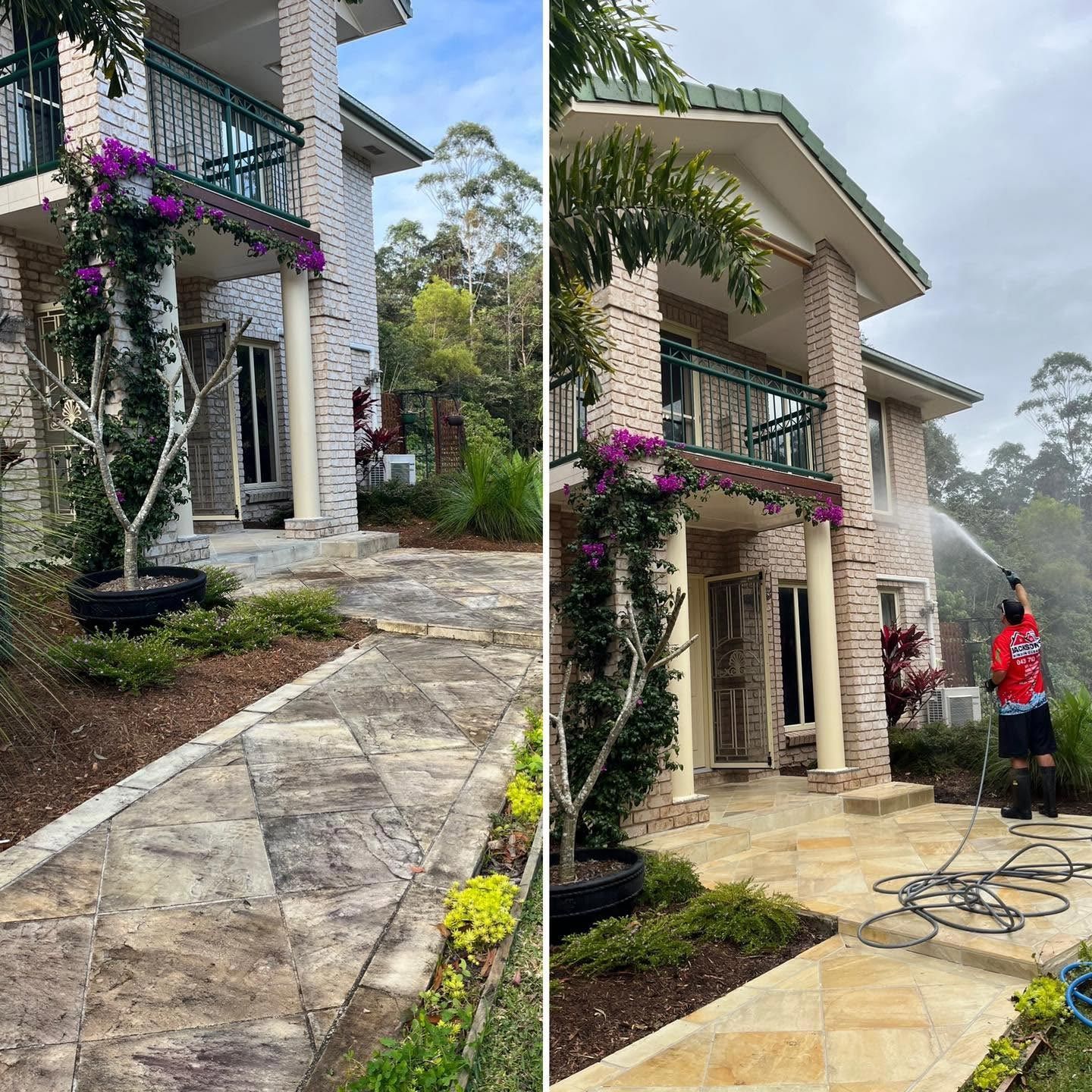 A Man During Exterior House Washing On The Gold Coast