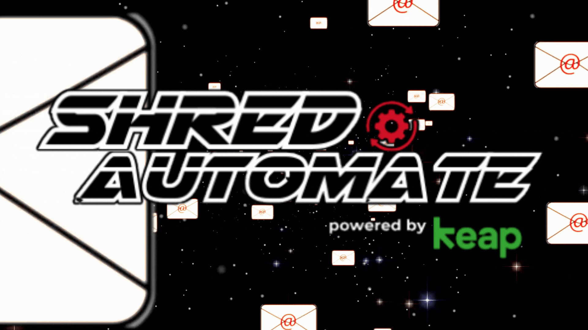 The logo for shred automate is powered by keep.