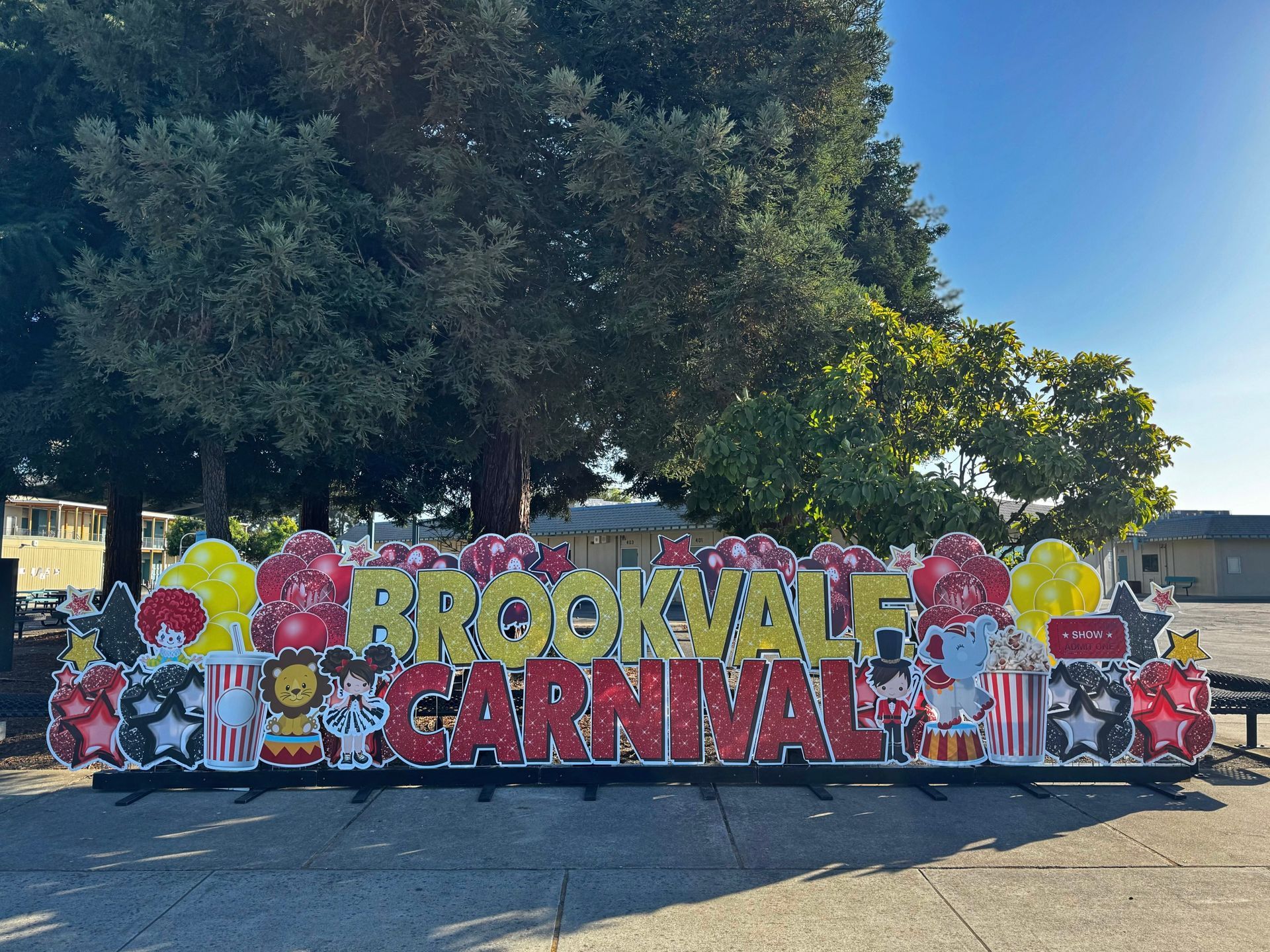 Image of Brookvale school's carnival in yellow and red. 