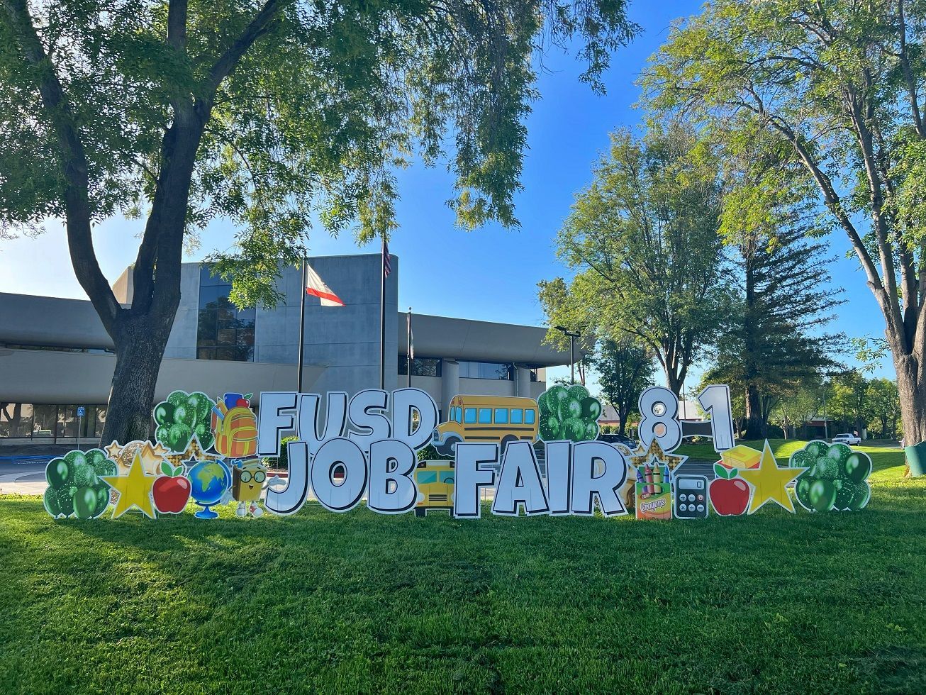Image of FUSD job fair display. 