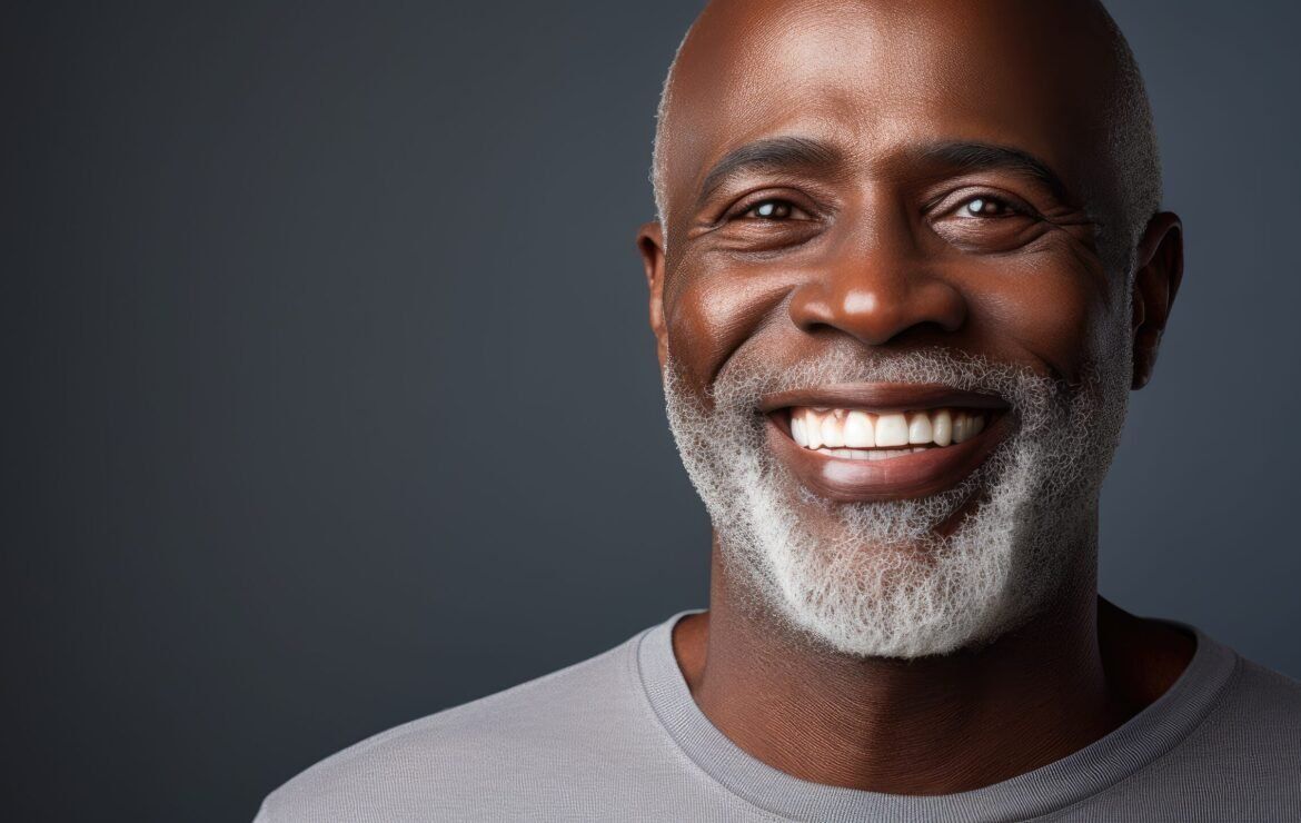 A man with a beard is smiling for the camera.