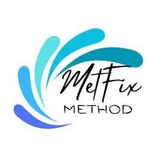 Logo for MetFix Method with a blue, abstract fan-like graphic and stylized text on a white background.