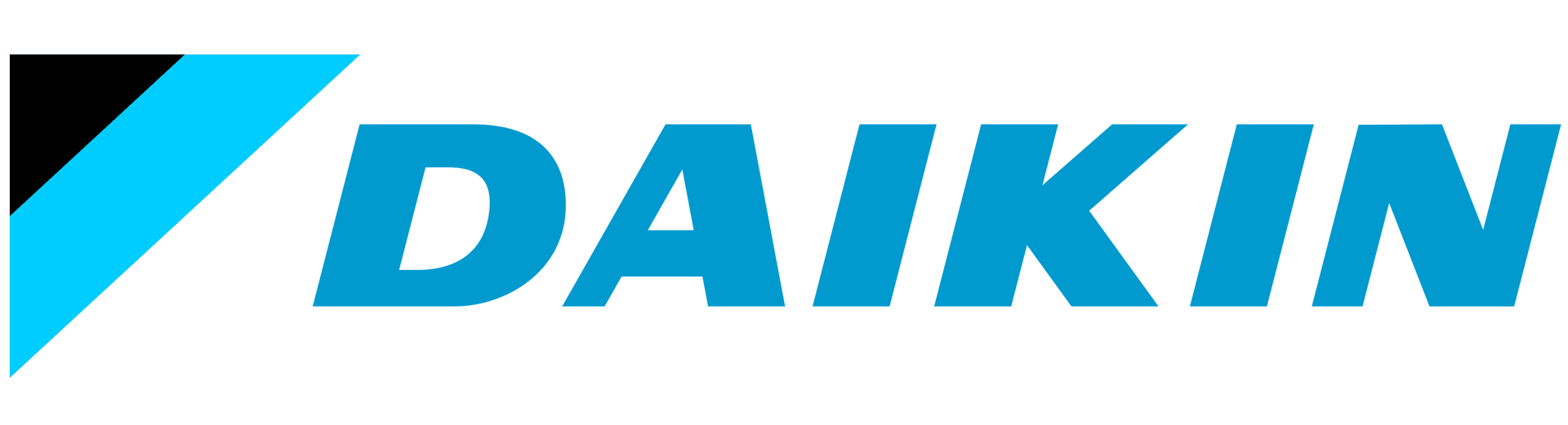 Daikin logo: a stylized blue and black design with the brand name in blue.
