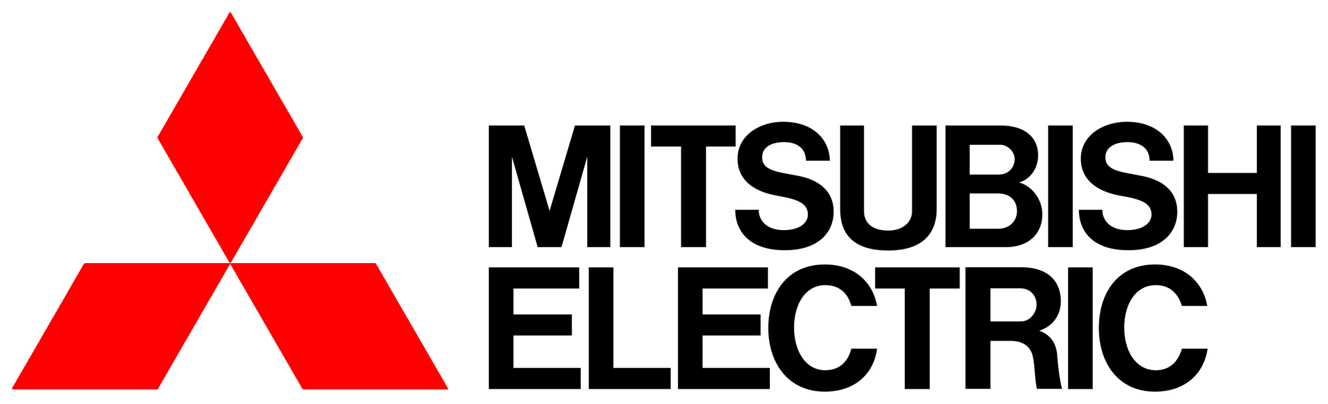 Mitsubishi Electric logo: Red diamond shapes with black text.