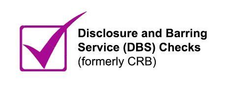 Purple checkmark in a box, text: Disclosure and Barring Service (DBS) Checks (formerly CRB).
