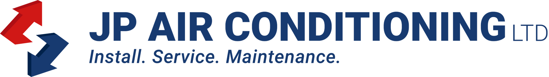 Logo for JP Air Conditioning Ltd with up and down arrows and text 