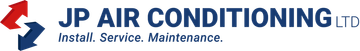 Logo for JP Air Conditioning Ltd with up and down arrows and text