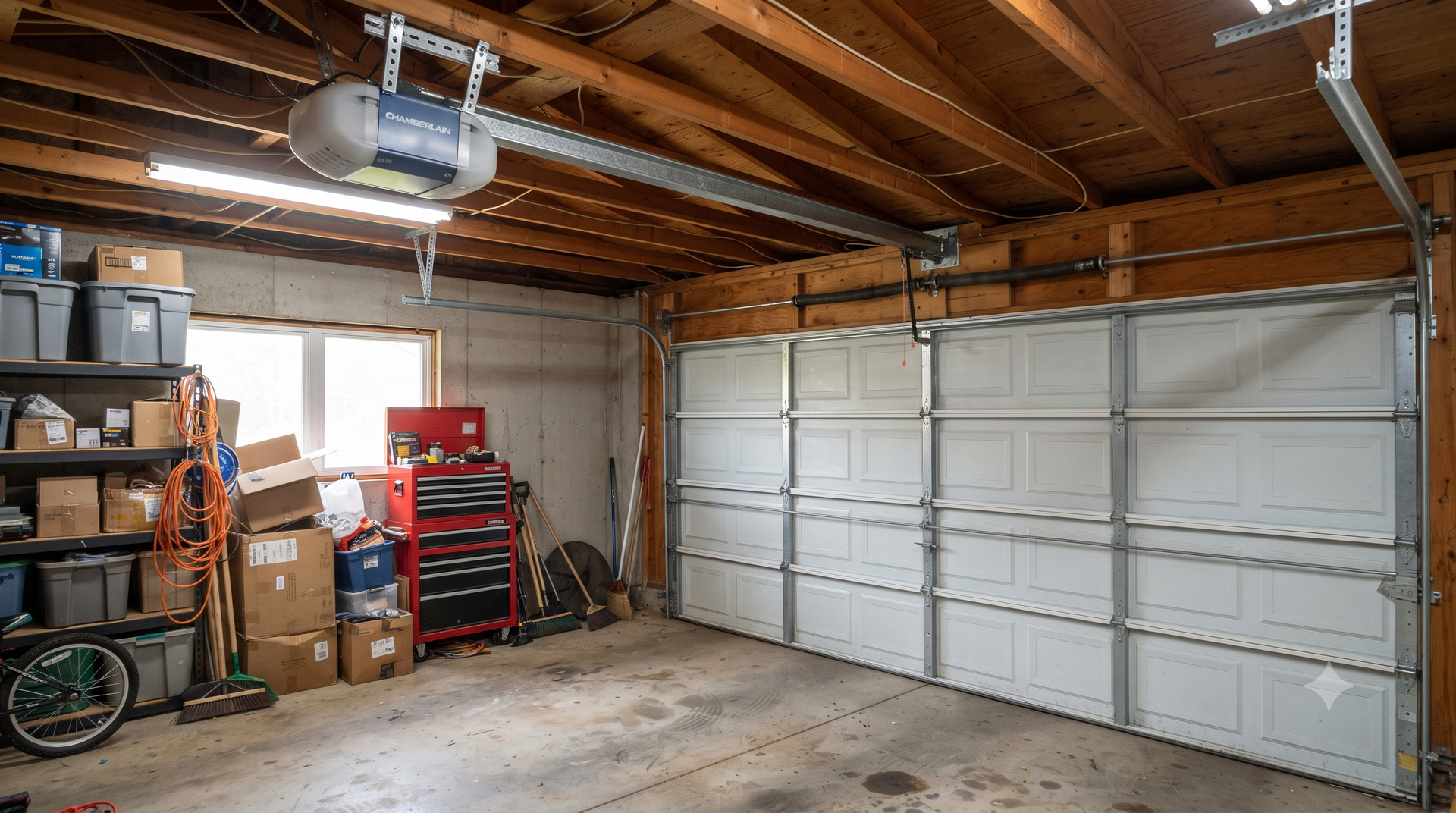 Outdoor driveway with a couch, cooler, bags, and stacked bins near a house at night