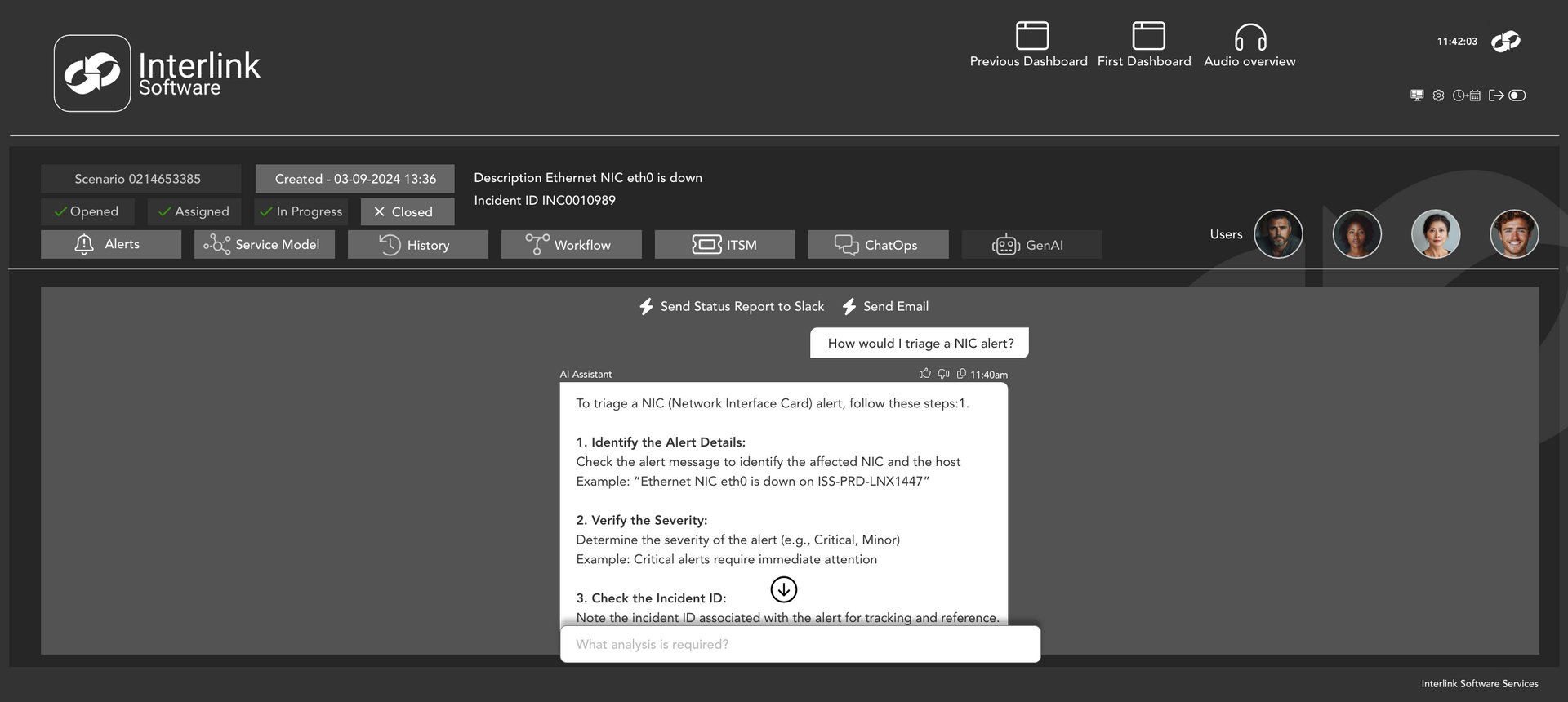 Interlink Software Dashboard | GenAI View Interlink Software Dashboard | GenAI View