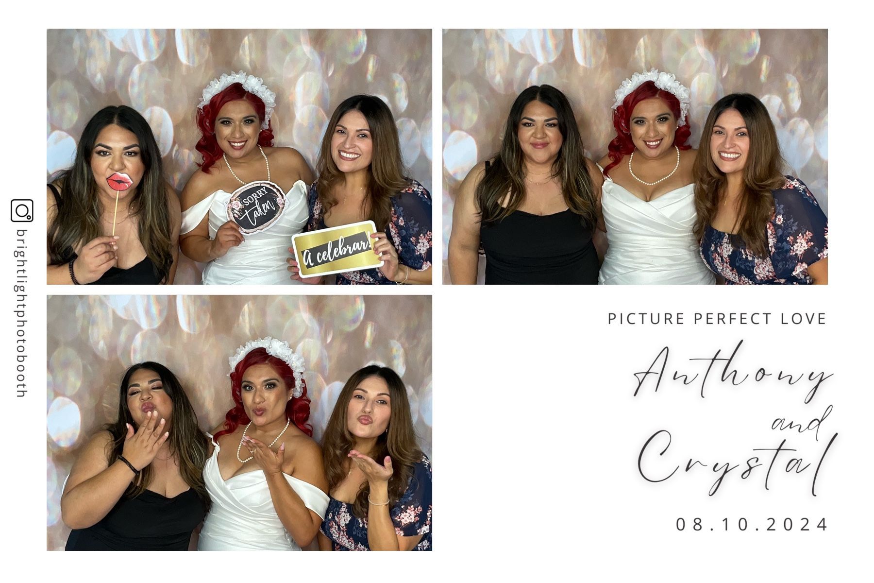Wedding guests enjoying photo booth prints