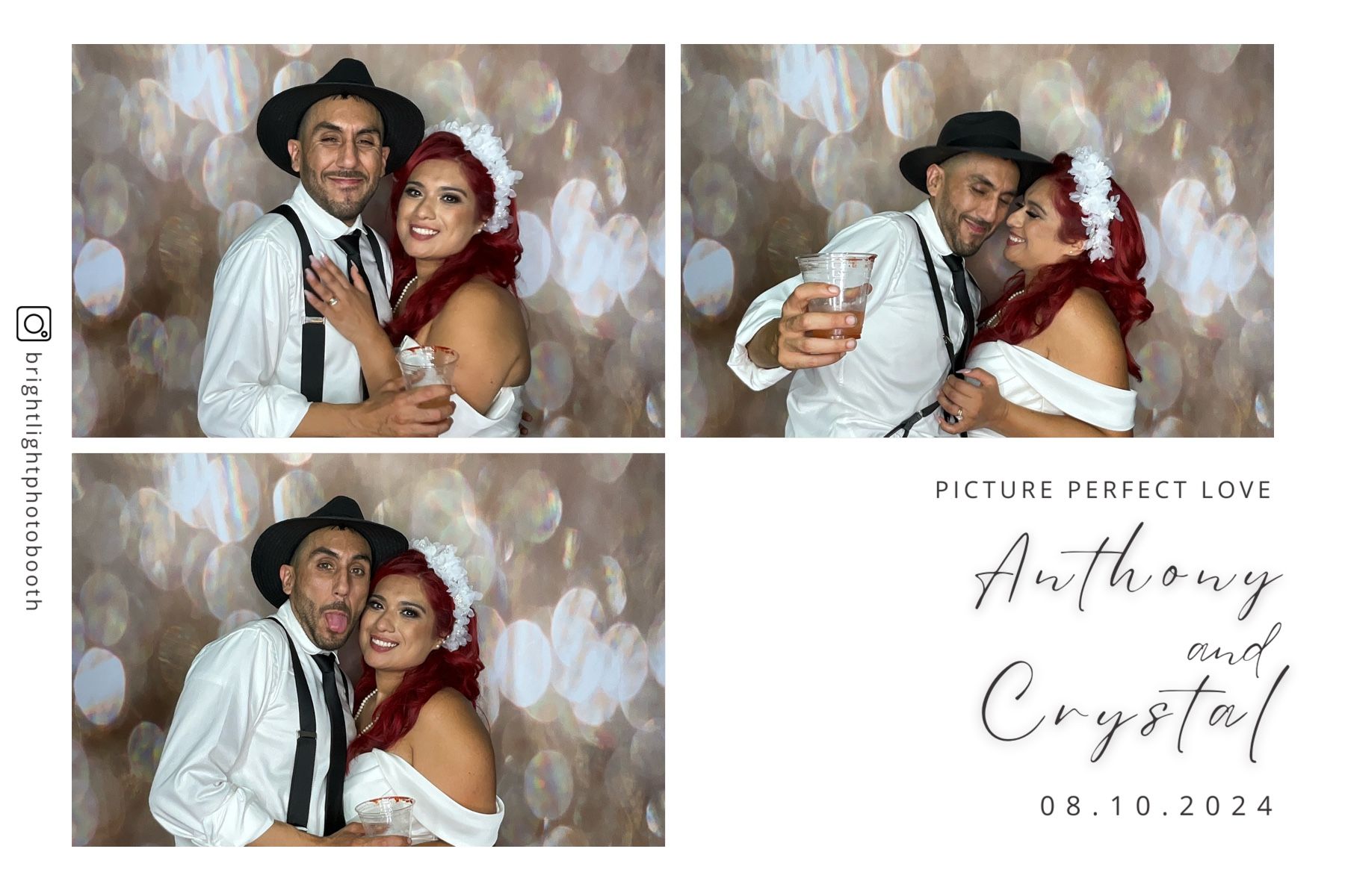 Bride and groom photo booth prints
