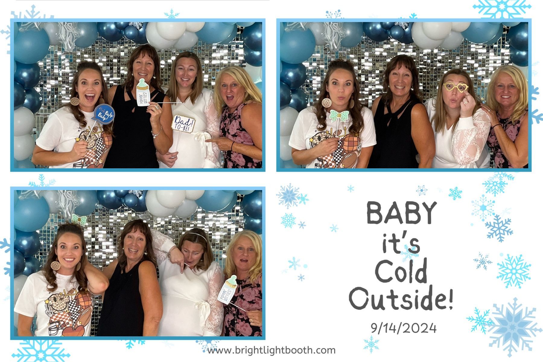 Wedding guests posing for a custom photo booth print at an estate wedding in Perris, CA