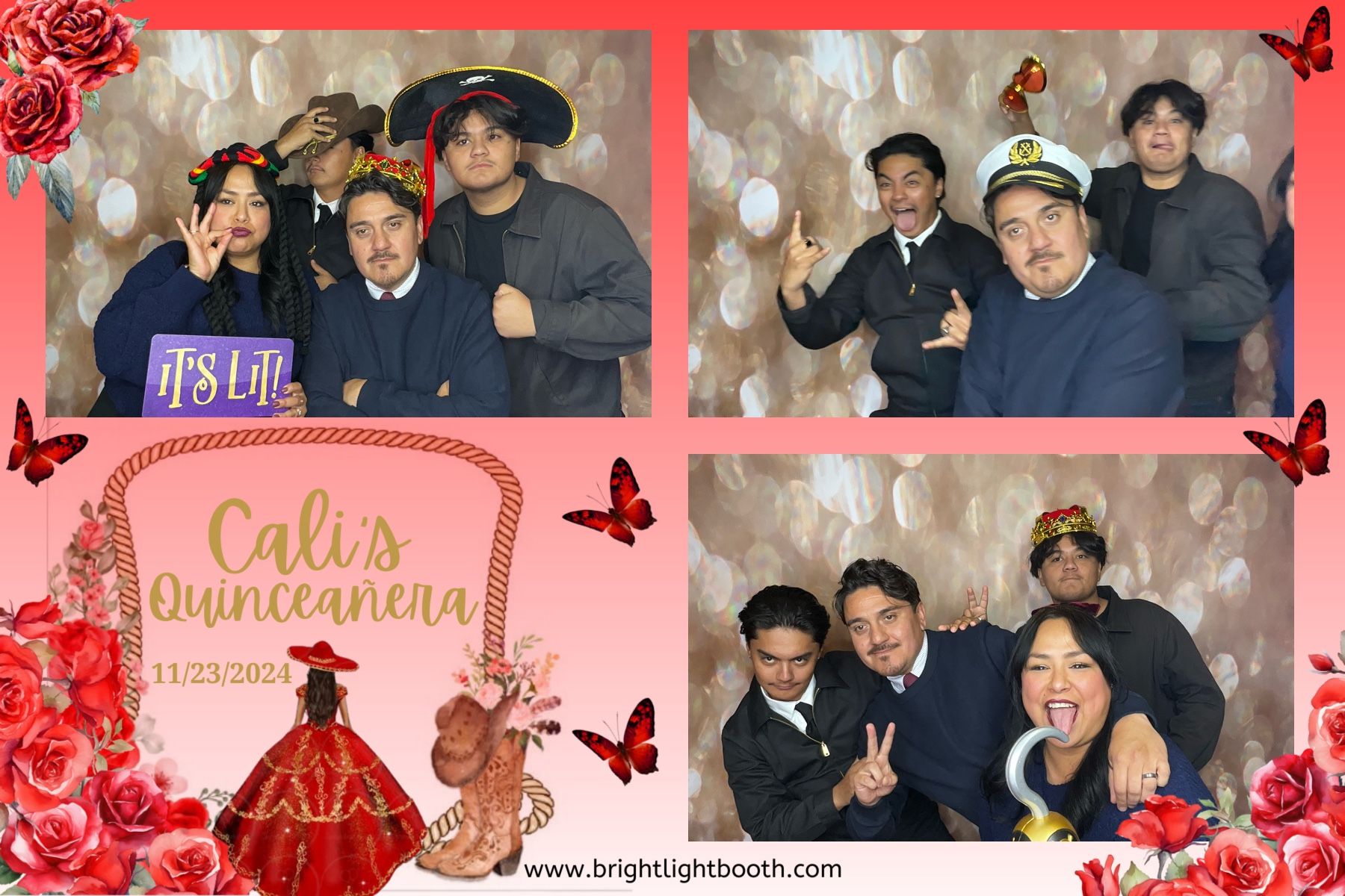 Friends enjoying Cali's Quinceañera photo booth in Wildomar, CA