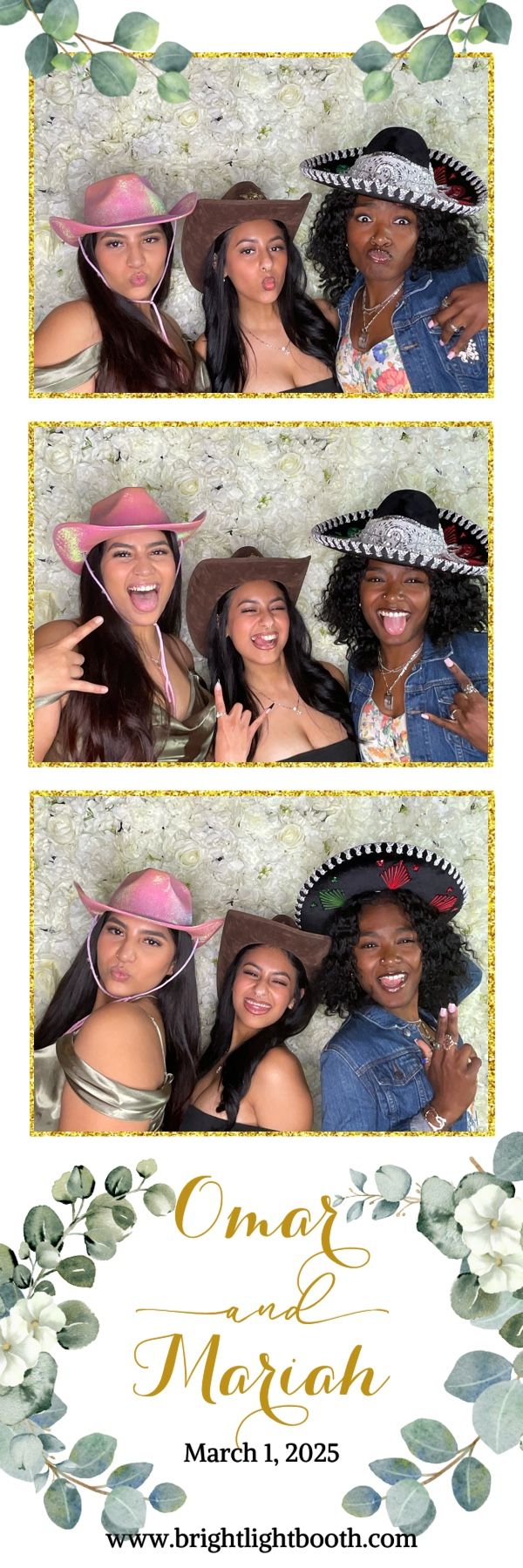 wedding guests posing in the Brightlight Photo Booth at Rancho Las Palmas