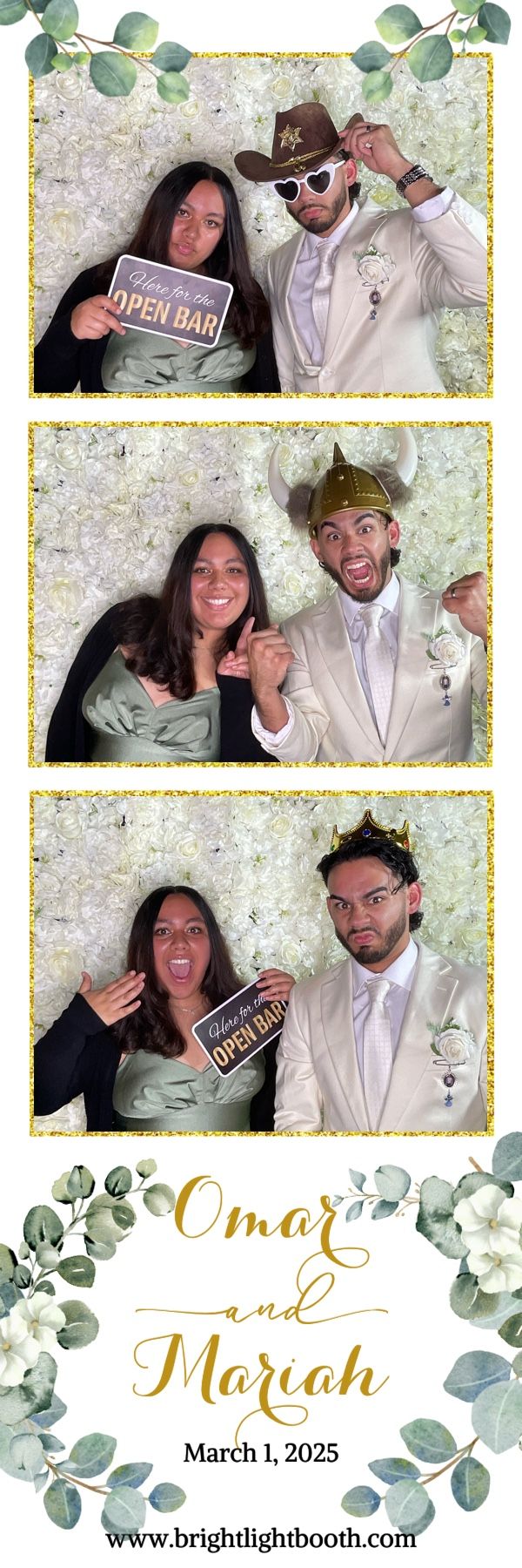 Groom and wedding guests posing at the Brightlight Photo Booth at Rancho Las Palmas