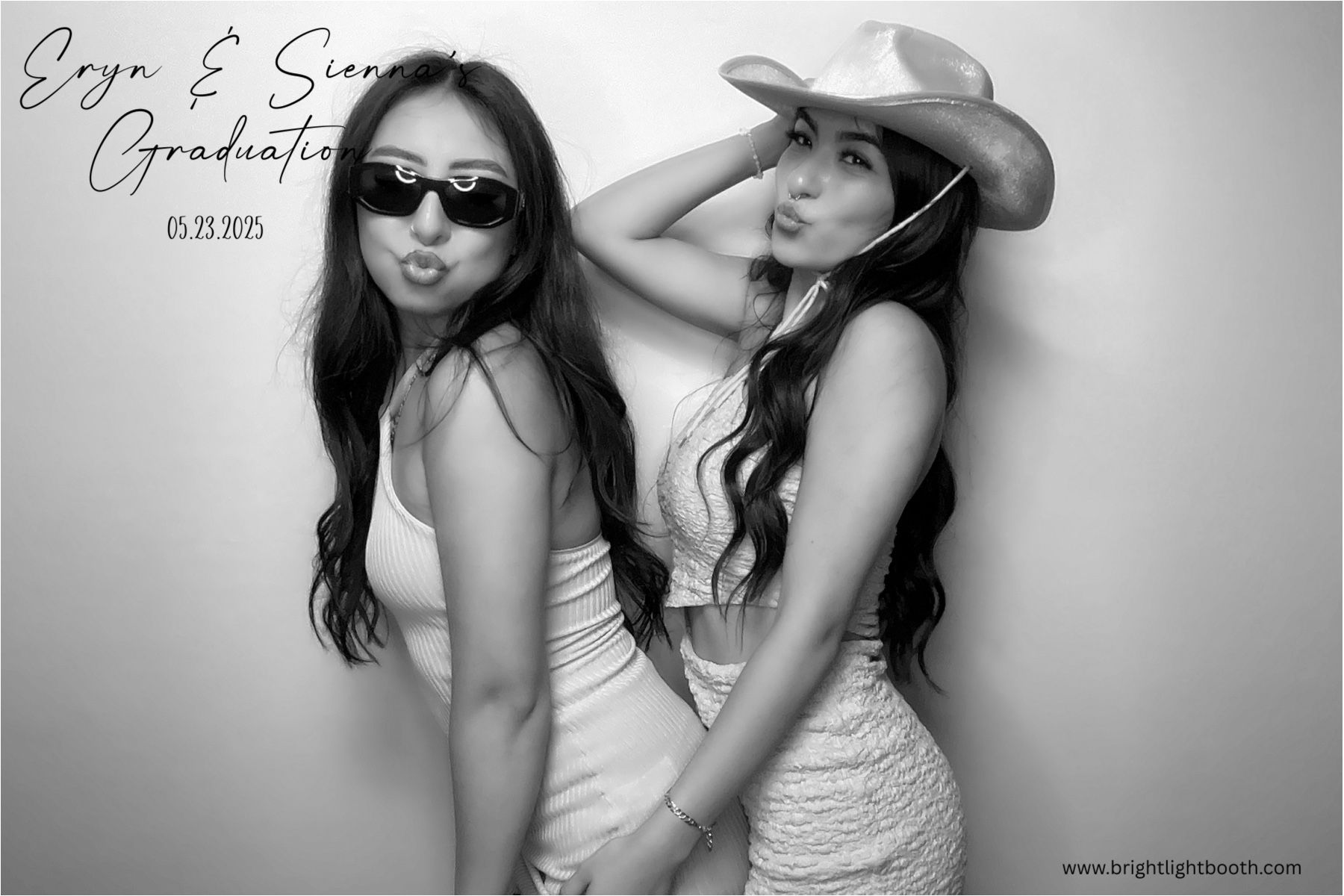 Glam Black and White Photo Booth portrait at a graduation celebration