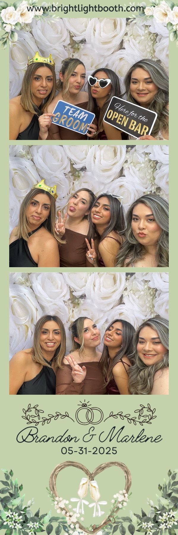 guests posing for fun wedding photo booth in Moreno Valley, California
