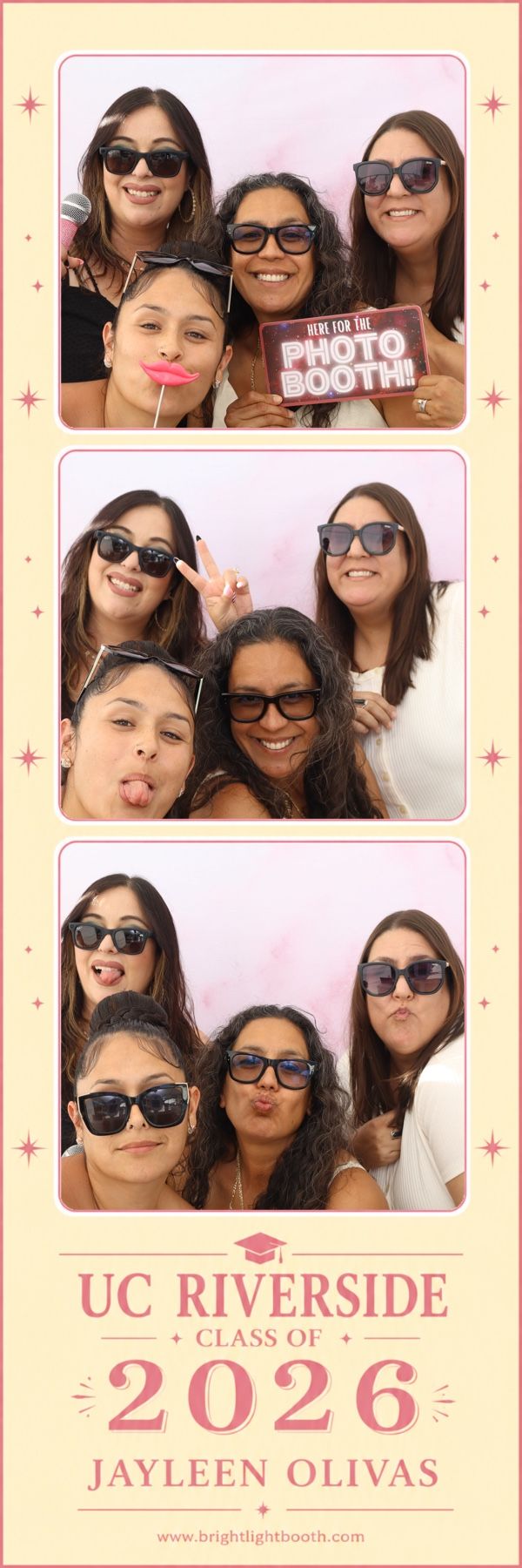 Guests enjoying Brightlight Photo Booth at Jayleen's UC Riverside Class of 2026 graduation party in Jurupa Valley, CA