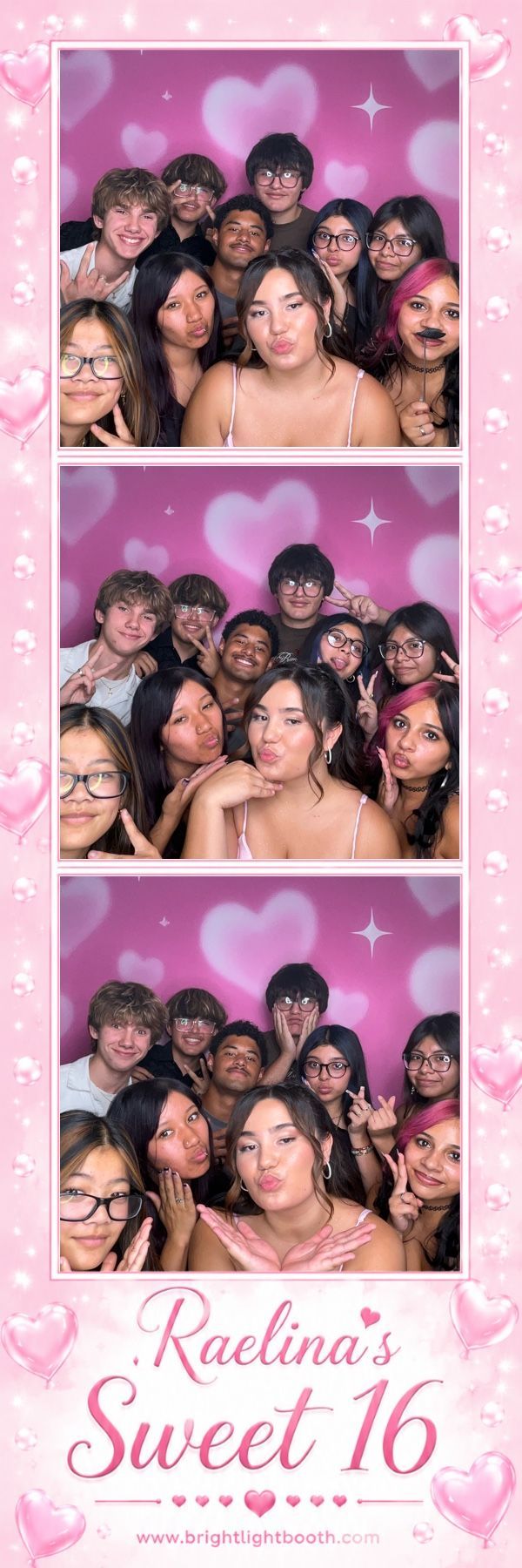 Sweet 16 photo booth prints from Raelina's birthday celebration in Yucaipa, CA