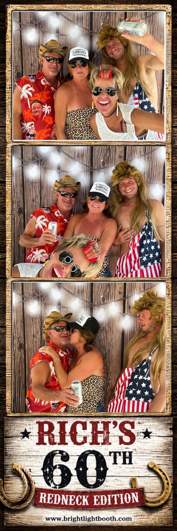 Guests having fun at Rich’s 60th birthday photo booth in Menifee, CA