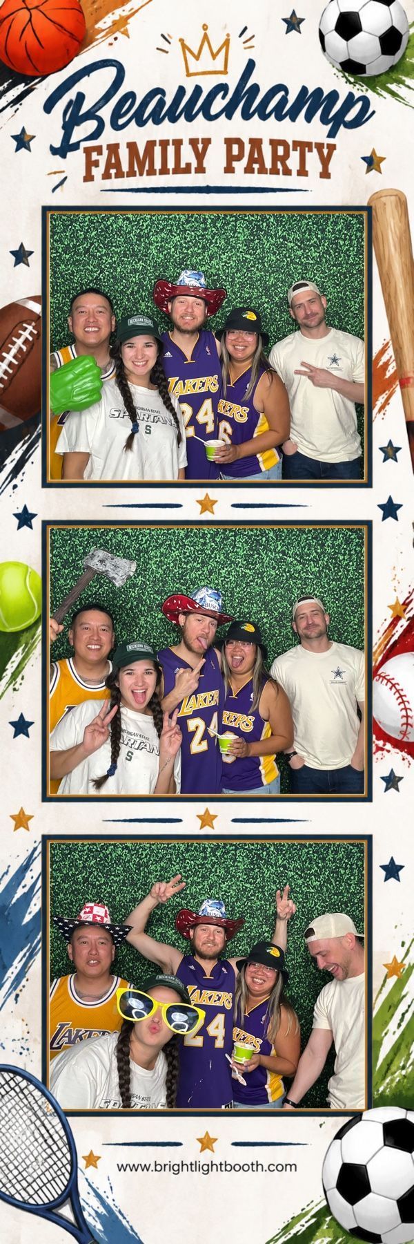 Guests enjoying the Beauchamp Family Reunion photo booth in Riverside, CA