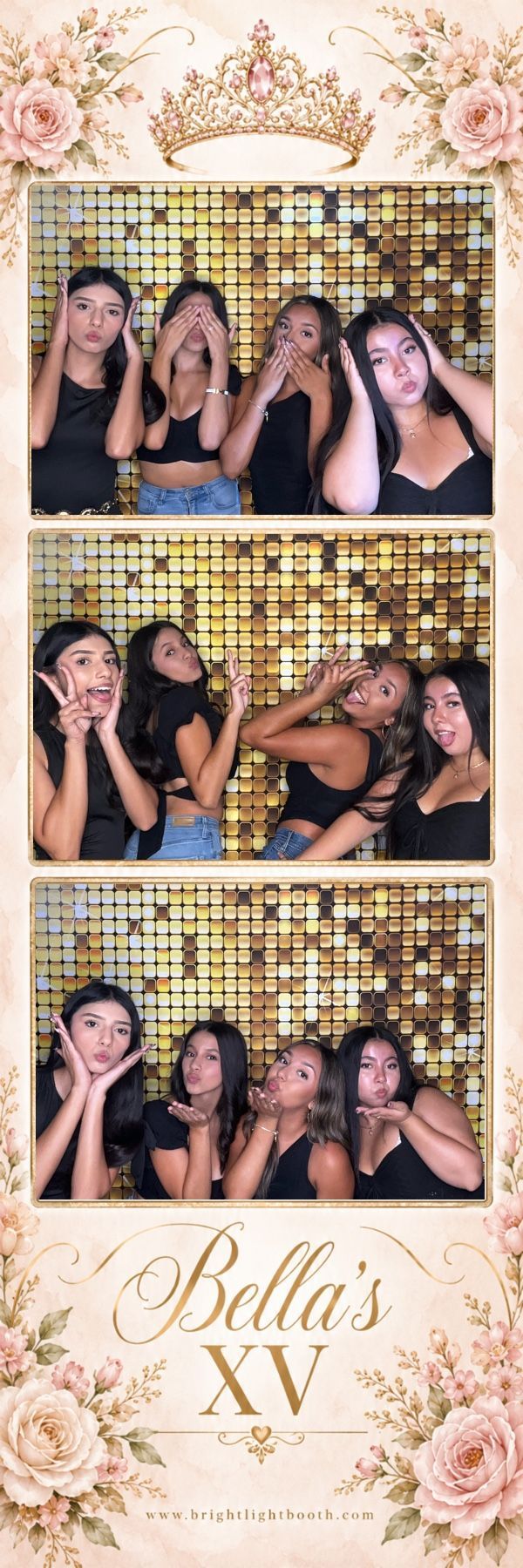 Friends making fun memories with Brightlight Photo Booth’s Luxe Prints Experience