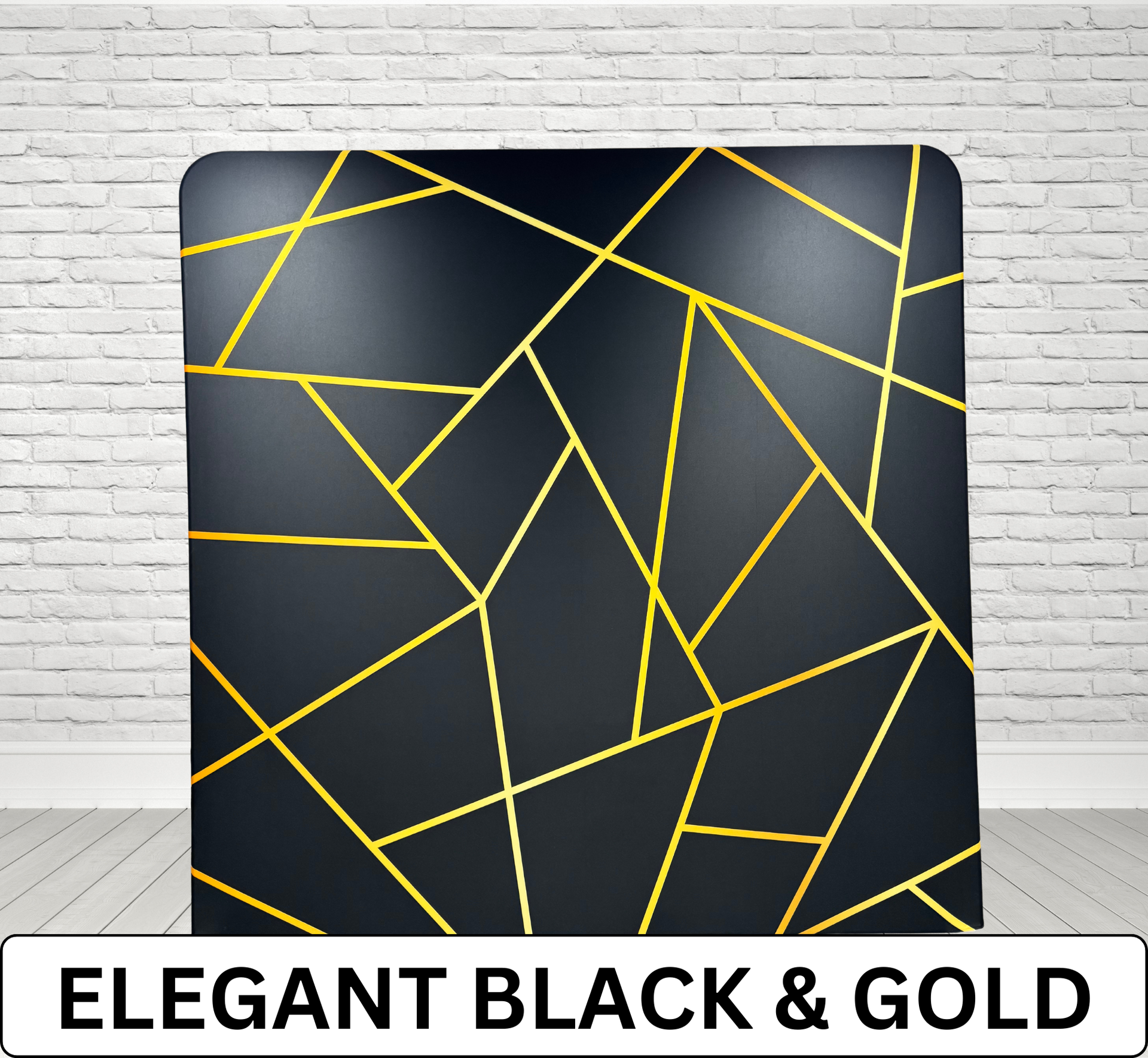 elegant black & gold photo booth backdrop
