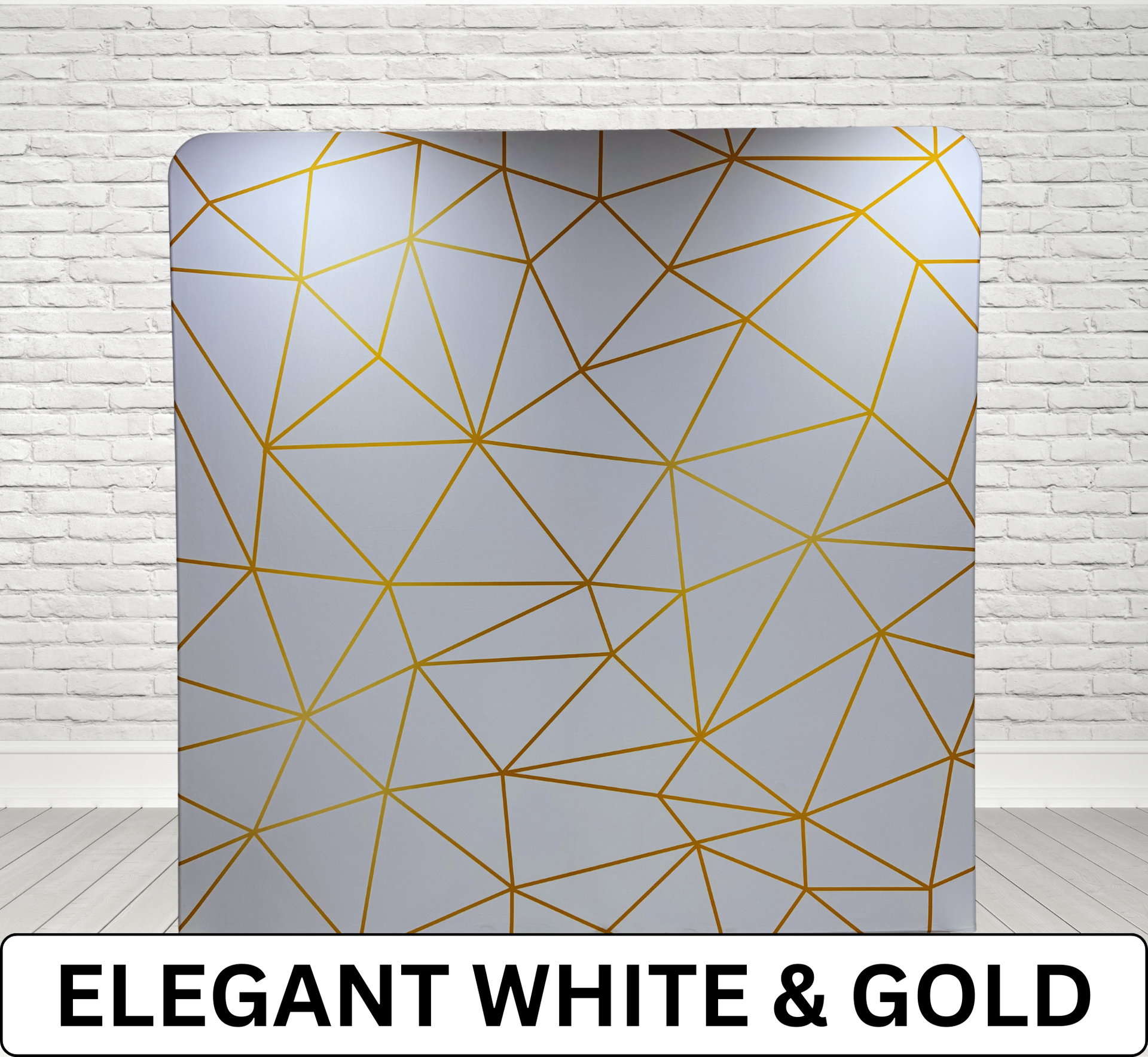 elegant white & gold photo booth backdrop