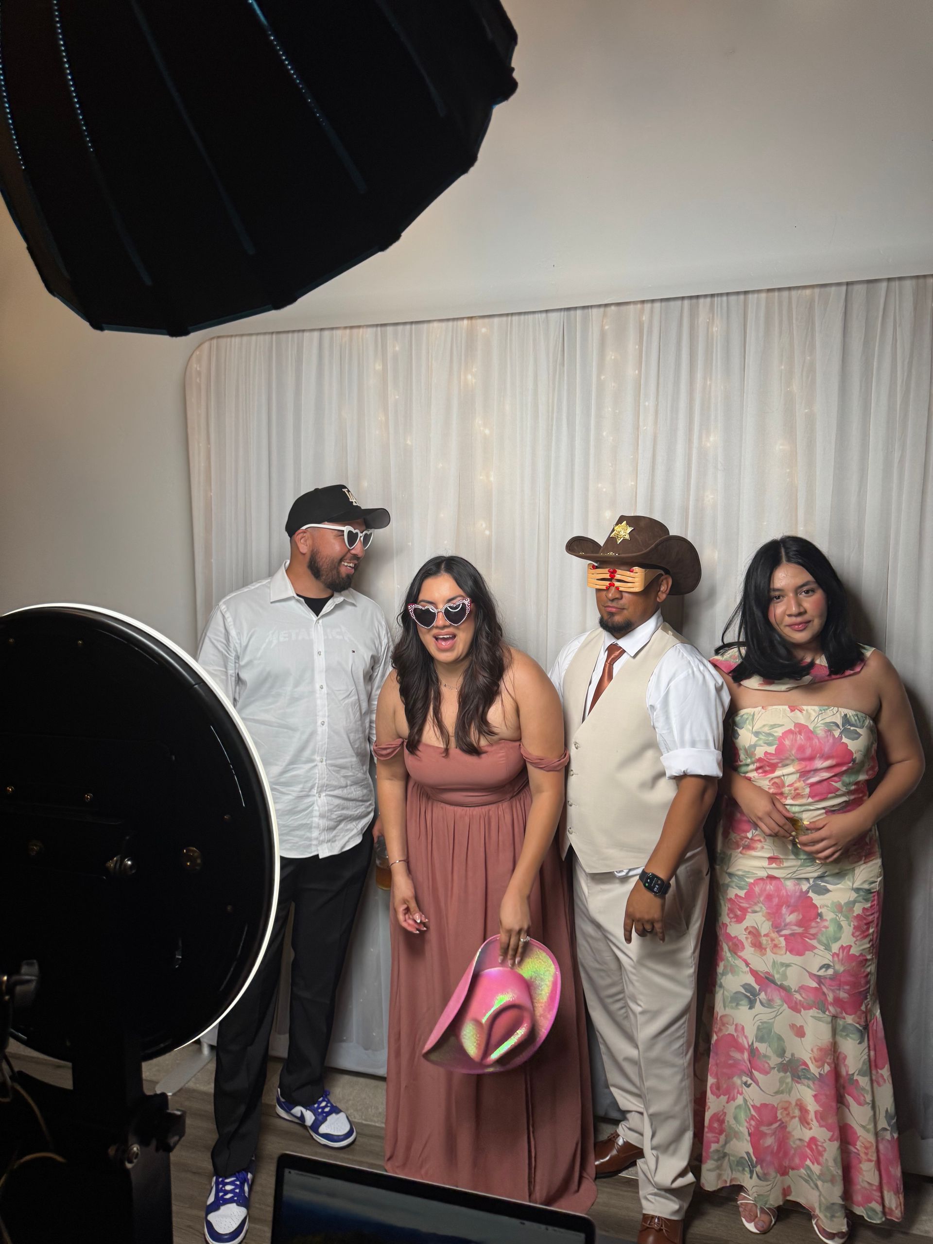 Wedding guests enjoying the Brightlight Photo Booth in Fallbrook, CA