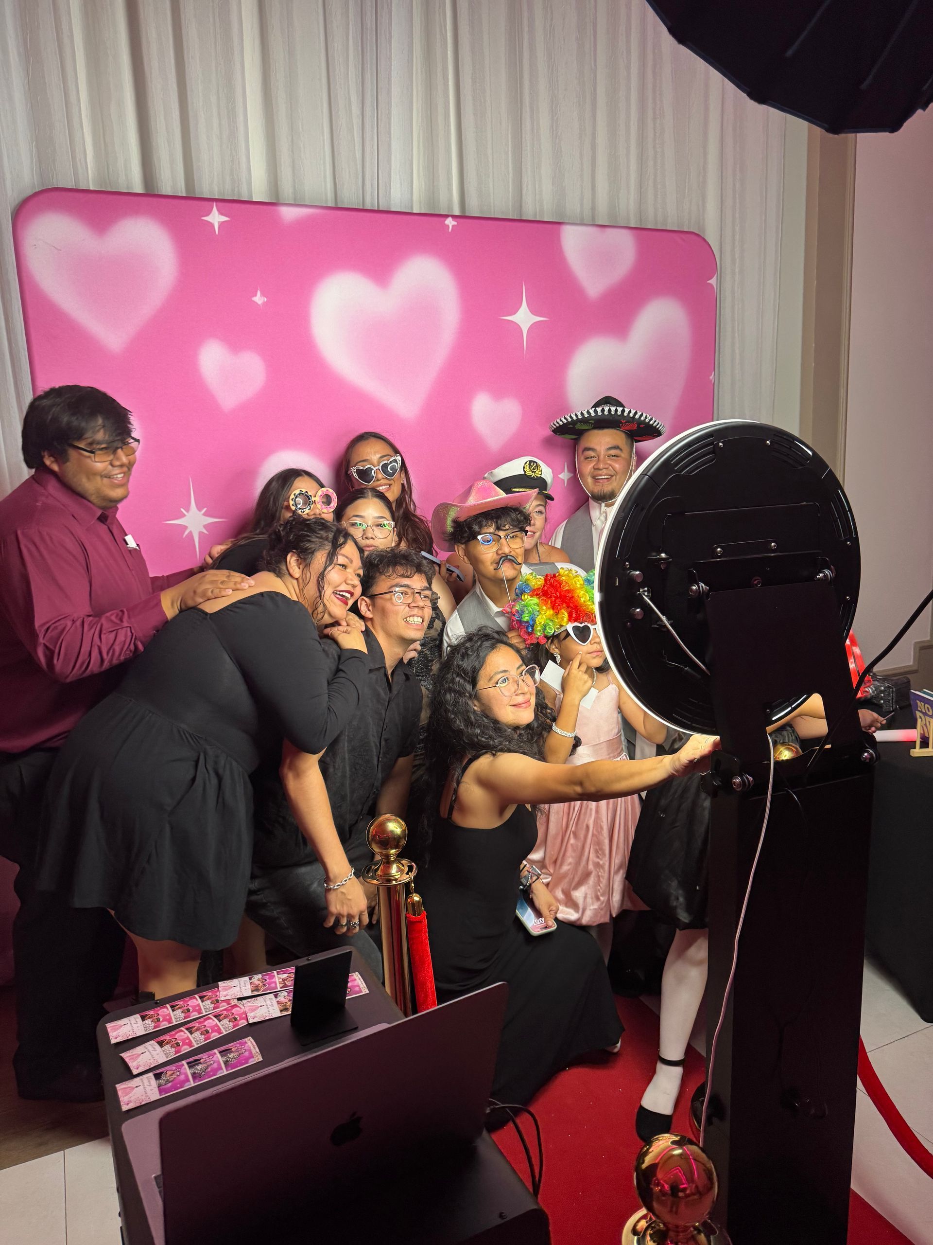 Guests creating fun memories with Brightlight Photo Booth at Elliany's quinceañera in Moreno Valley