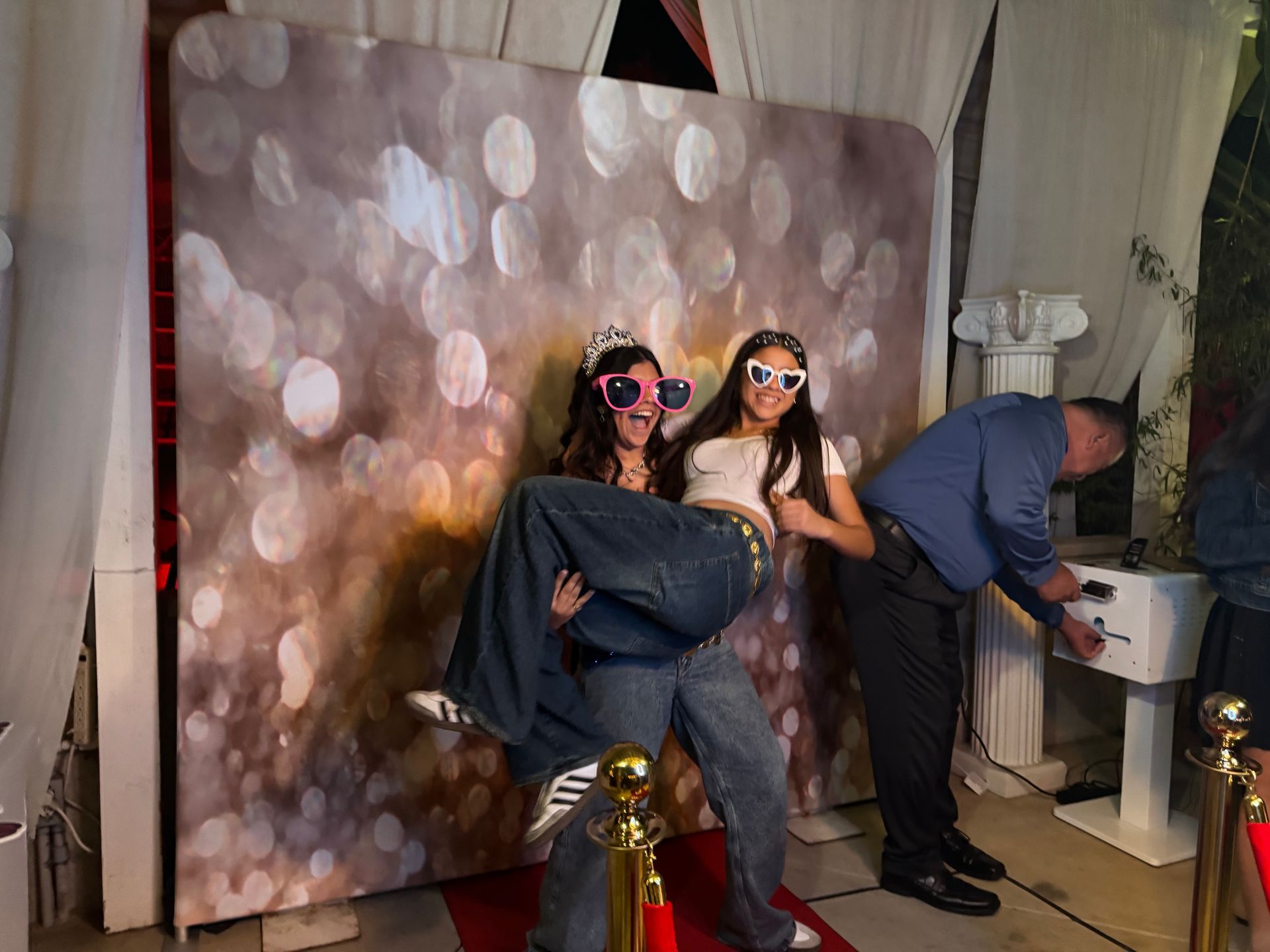 Guests having fun with Brightlight Photo Booth during a quinceañera at Rancho Las Palmas in Perris, California