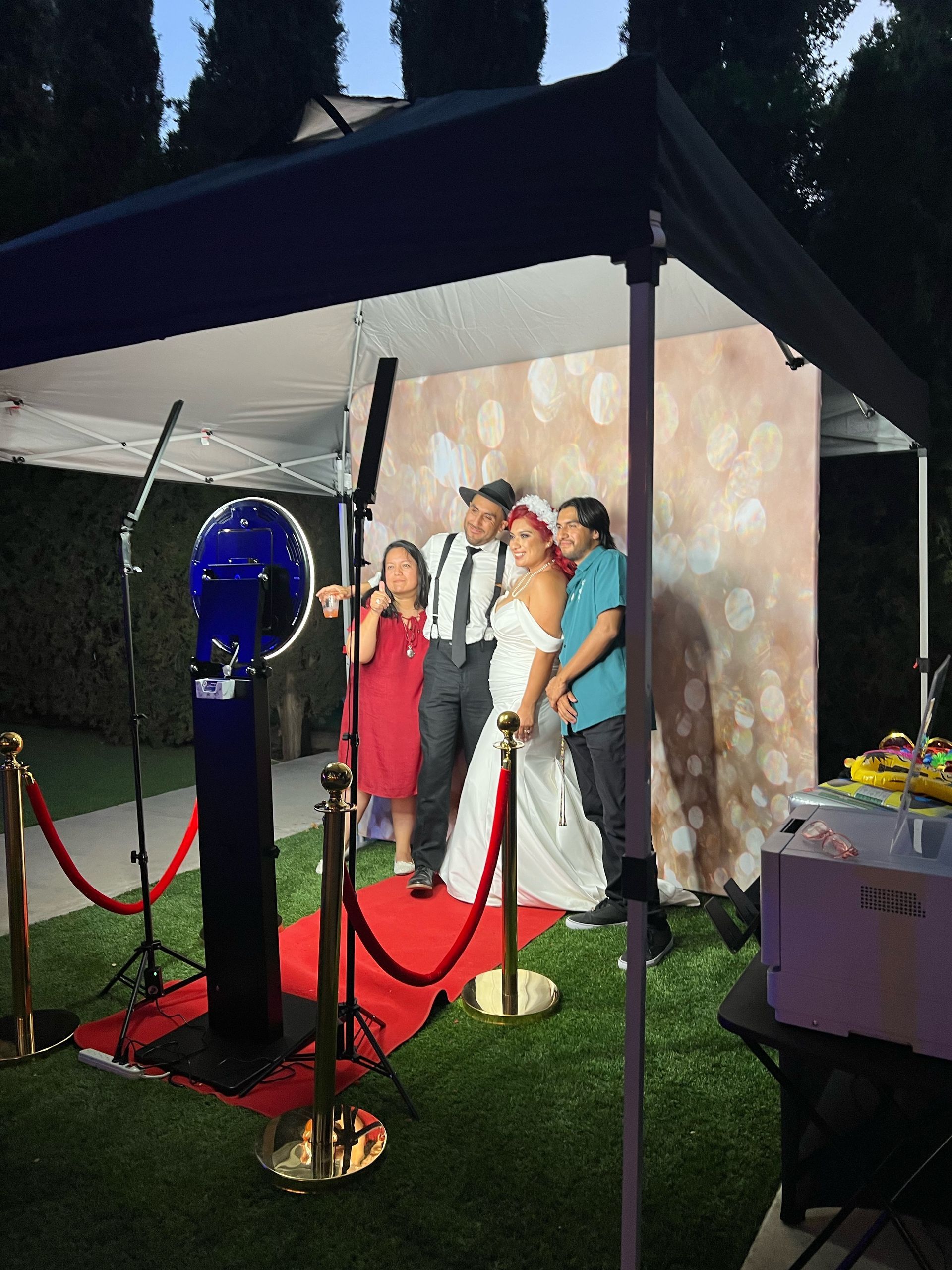 Luxury photo booth with elegant backdrop at a Southern California wedding