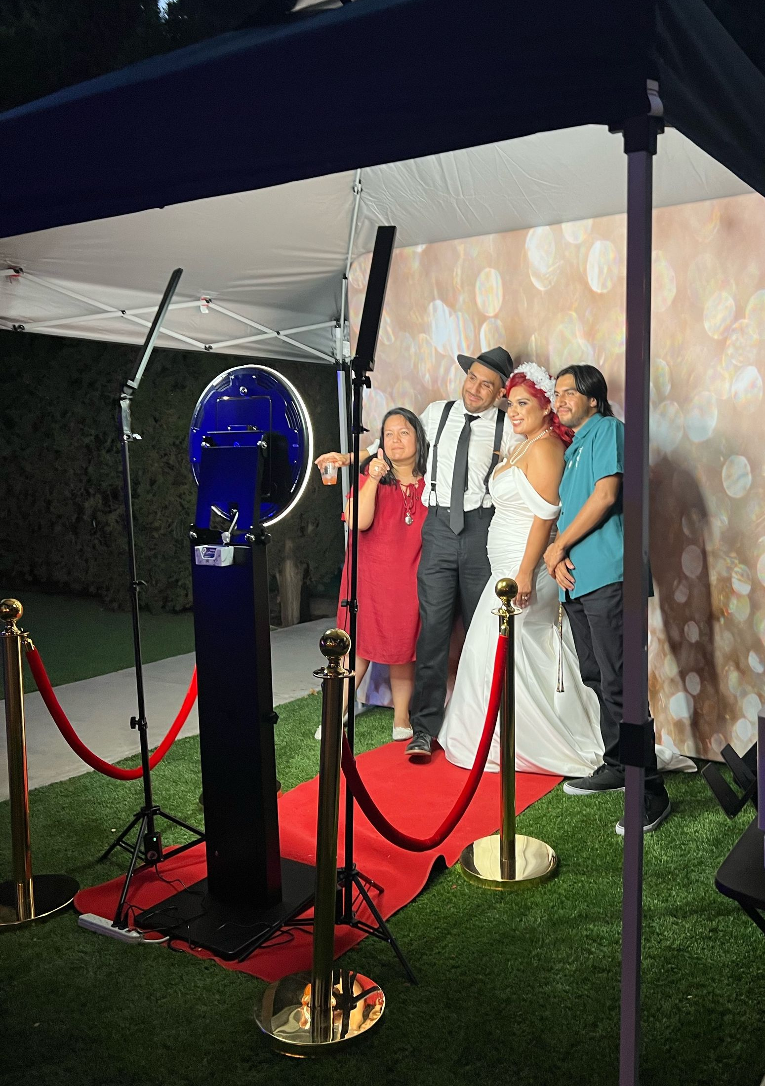 Modern digital wedding photo booth with instant sharing at a Southern California wedding