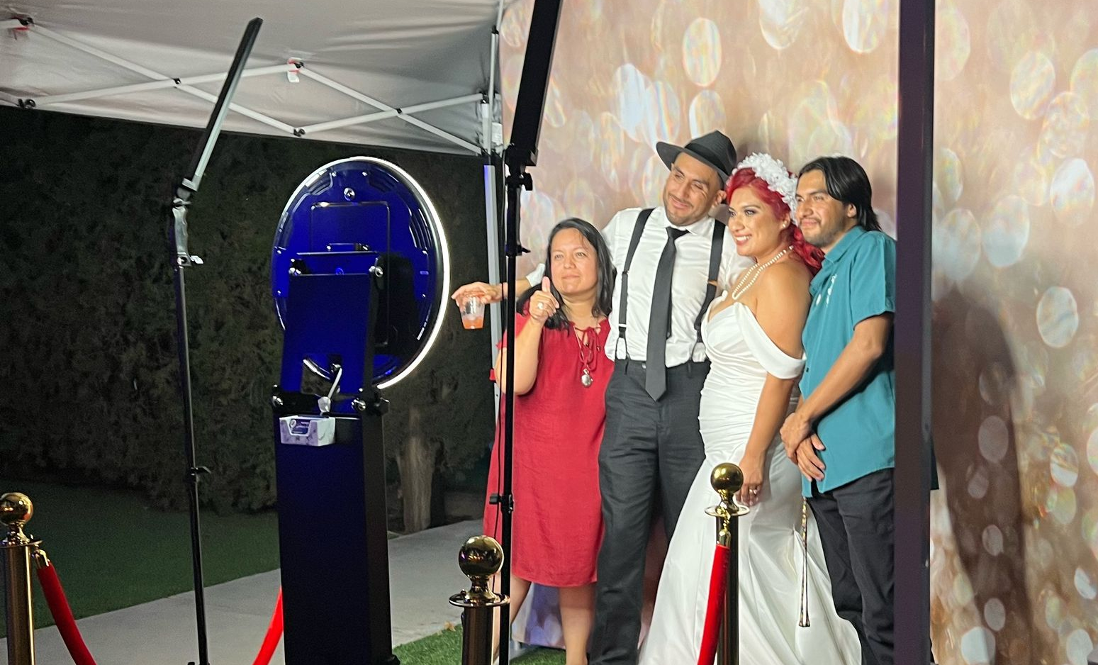 Luxury wedding photo booth at Thatcher Manor in Gavilan Hills, California