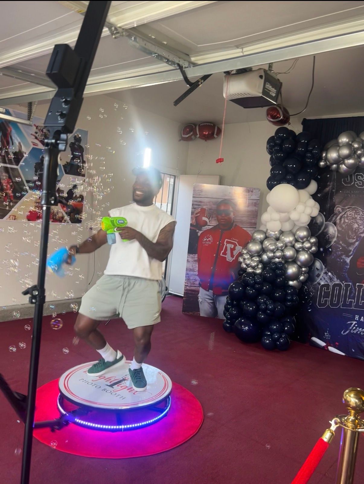 Guest enjoying the 360 Photo Booth at an 18th birthday in Perris, CA