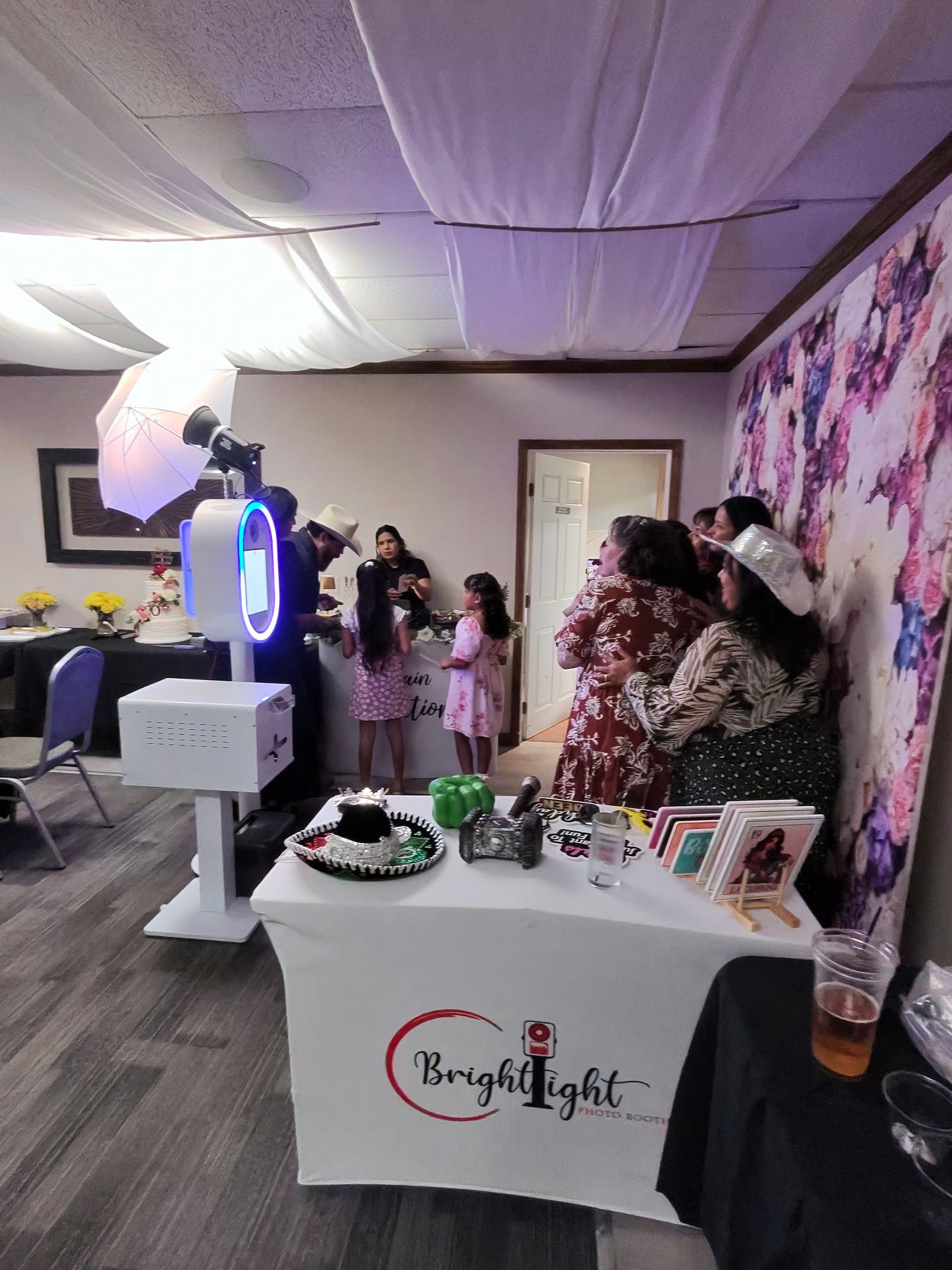 Photo booth setup at Consuelo’s 70th birthday celebration at Dos Lagos Golf Course in Corona, CA