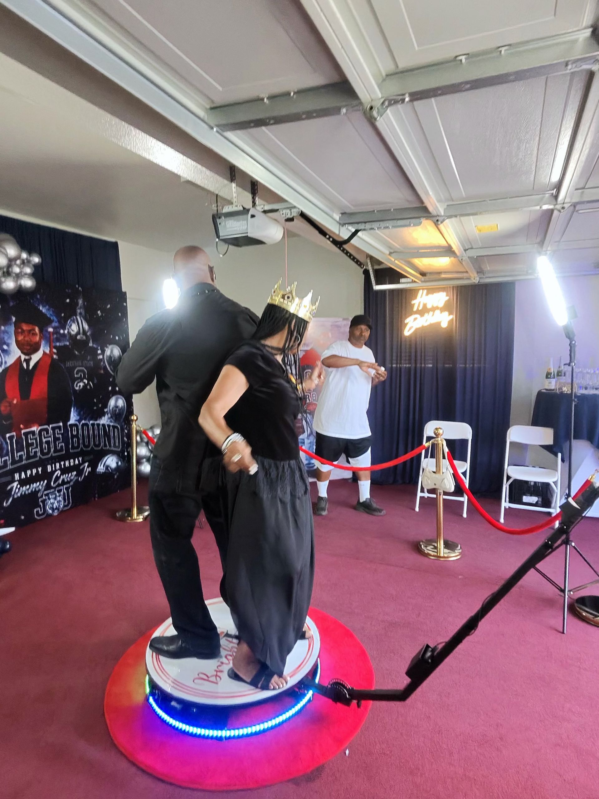 Guests enjoying the 360 Photo Booth at Jimmy's 18th birthday celebration in Perris