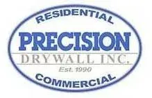 Logo for Precision Drywall Inc. with Residential and Commercial in a blue oval.