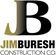 Jim Buresh Construction logo with black text and a green roofline icon on white background