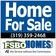 Home for Sale real estate sign with blue sky background and a small house logo