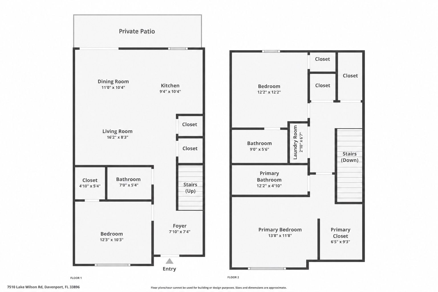 Two side-by-side black-and-white floor plans of a house layout.