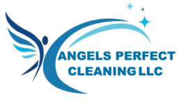 Blue winged logo with sparkles and text “ANGELS PERFECT CLEANING LLC”