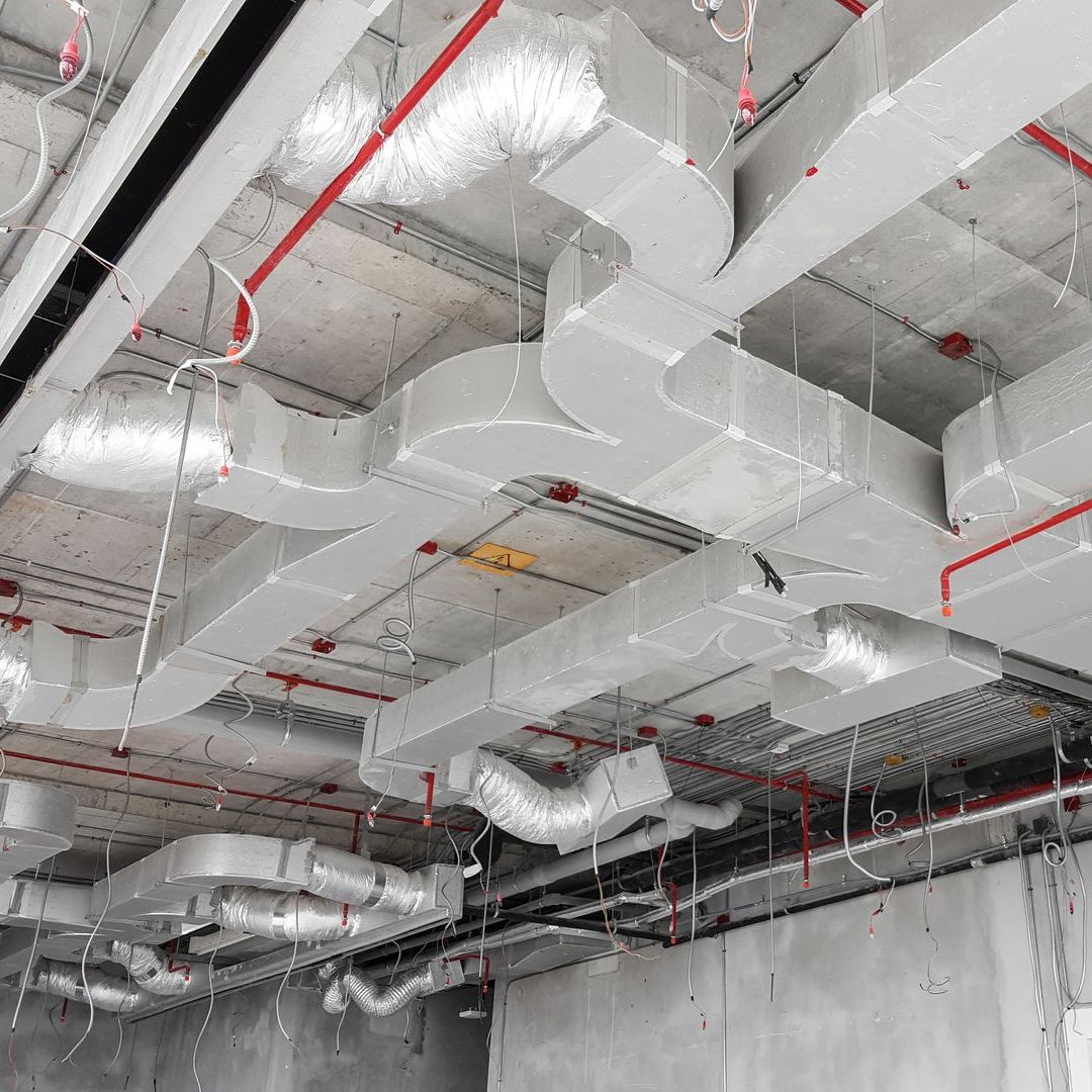 complex institutional HVAC ductwork