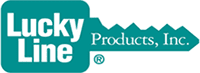 Le logo des produits Lucky Line inc. est bleu et blanc.