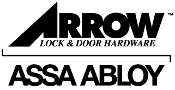Le logo de la serrure à flèche et de la quincaillerie de porte est en noir et blanc.