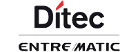 Le logo de ditec entre matic est noir et rouge.